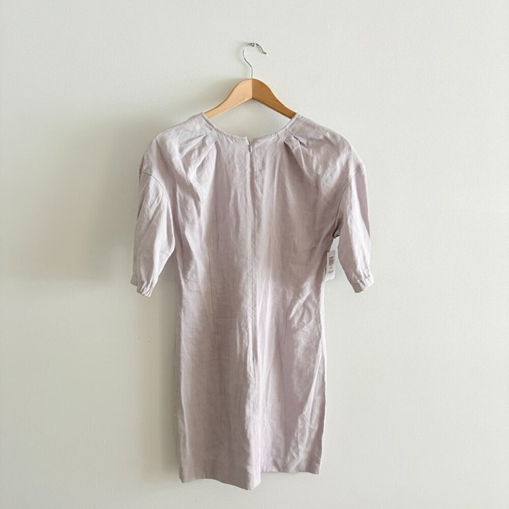 Aritzia Babaton Teilo Puff-Sleeve Linen Blend Stretch Shift Dress Lilac Size 0 - Picture 6 of 8